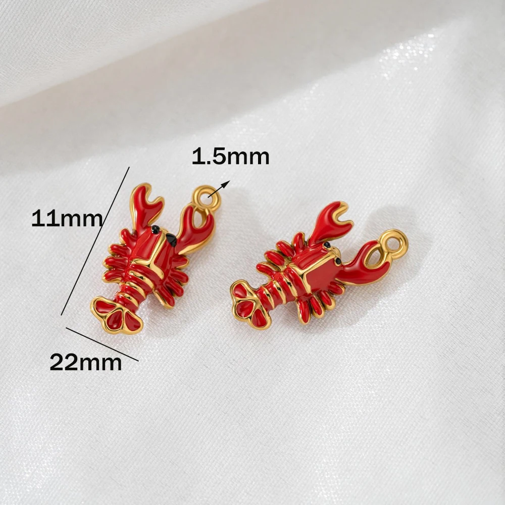2 Stück Edelstahl-Anhänger in Form von Roten Krabben, Hummern und Skorpionen mit Emaille-Beschichtung für Armbänder, Ohrringe, Halsketten und DIY-Projekte – Detail 4