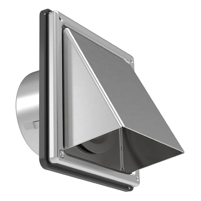 Dryer Vent Cover Outdoor Wall With Cushioned Non Return Flap,External Extractor Wall Vent,Stainless Steel Vent Cover