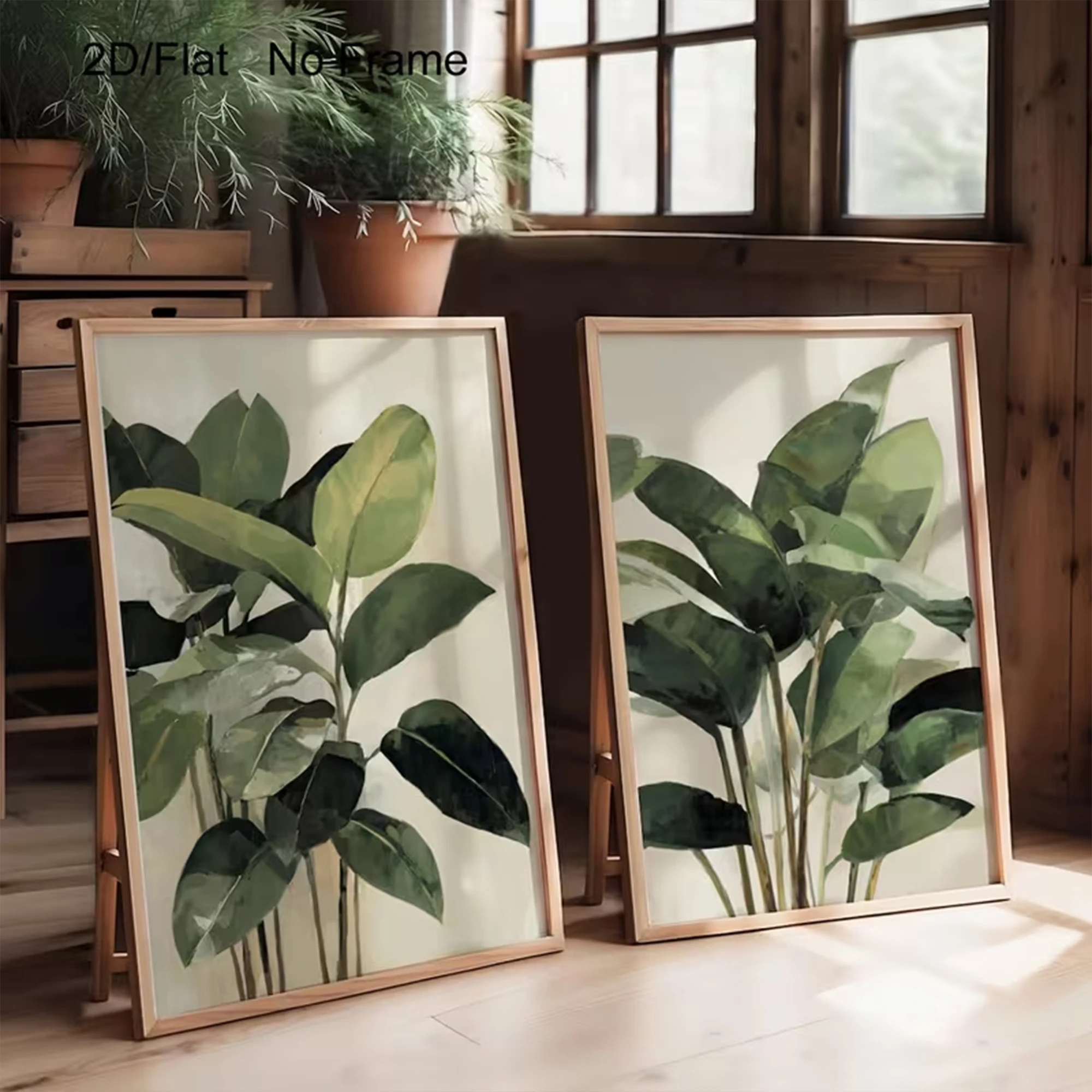 Fiddle Leaf Fig - 2pcs Modern Soft Botanical Fiddle Leaf