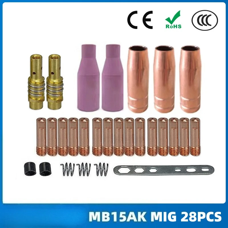 

15AK conductive nozzle, 15AK protective nozzle, gas shielded welding gun protective sleeve, 28PCS