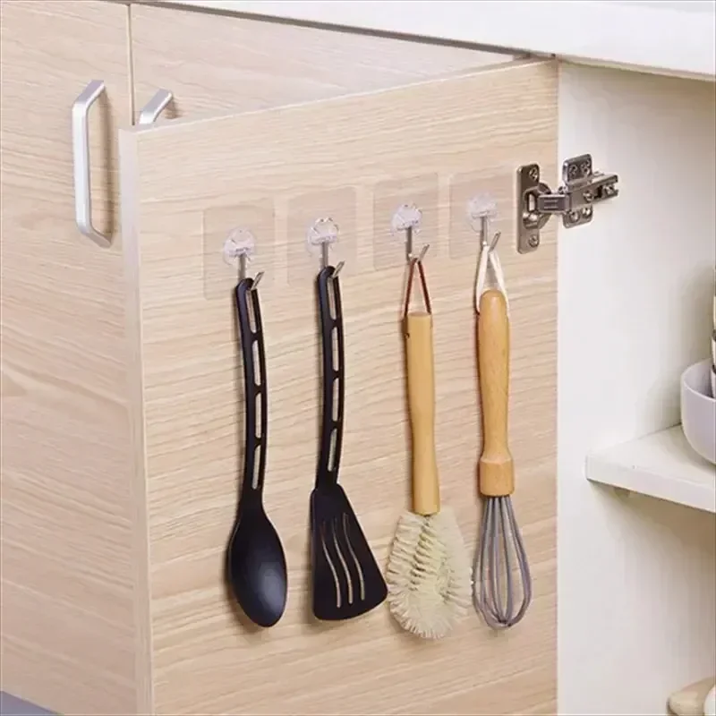 30 Pcs Hooks Transparent Strong Self Adhesive Door Wall Hangers Hooks Suction Heavy Load Rack Cup Sucker For Kitchen Bathroom