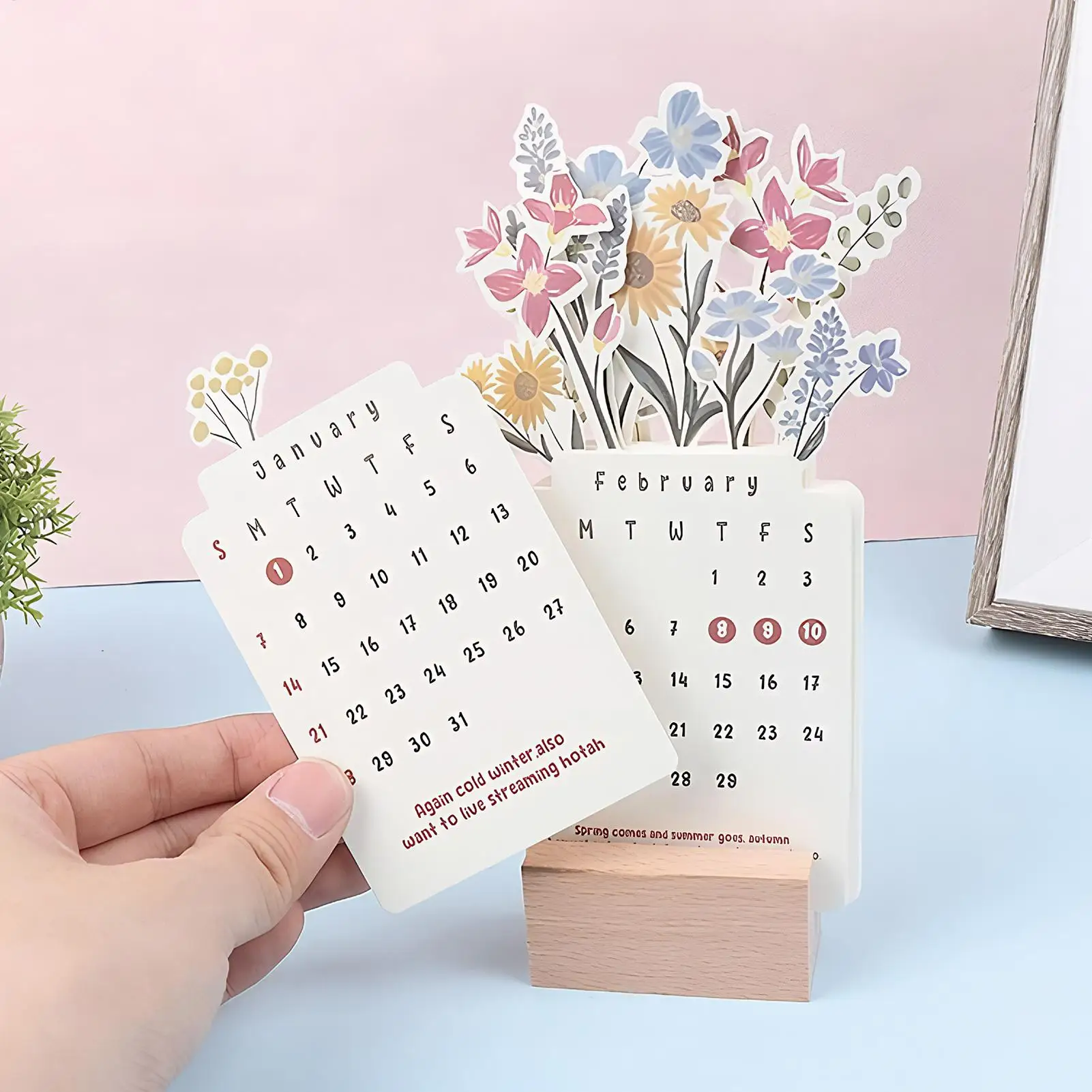 Desk Calendar 2026 Floral Design January To December Compact 2026 Monthly Calendar for Bedroom Traveling Work Apartment