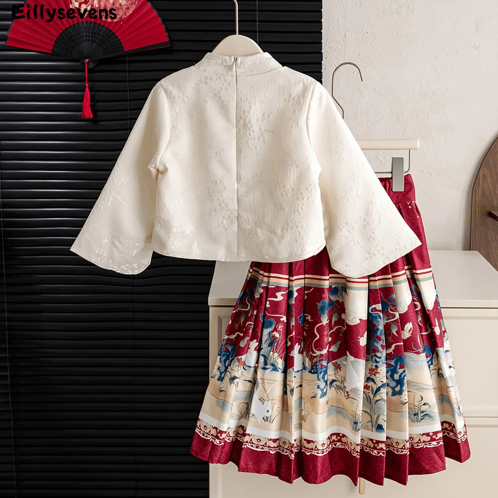 New Chinese Style Horse face Skirt For Girls 2024 Summer Ming Dynasty exquisite Skirts Ancient Suit Thin Children dress cosplay