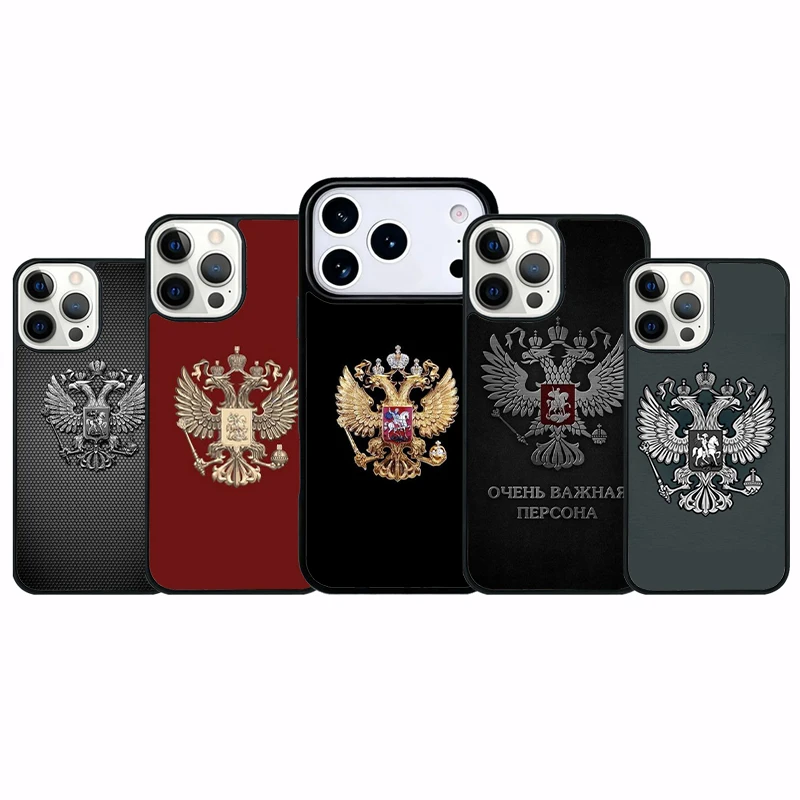 Russland-Flagge Nationalwappen Handyhülle für iPhone 16 17 Pro Max Air 17 16E 14 15 Plus 12 13 Sturzsichere Schutzhülle