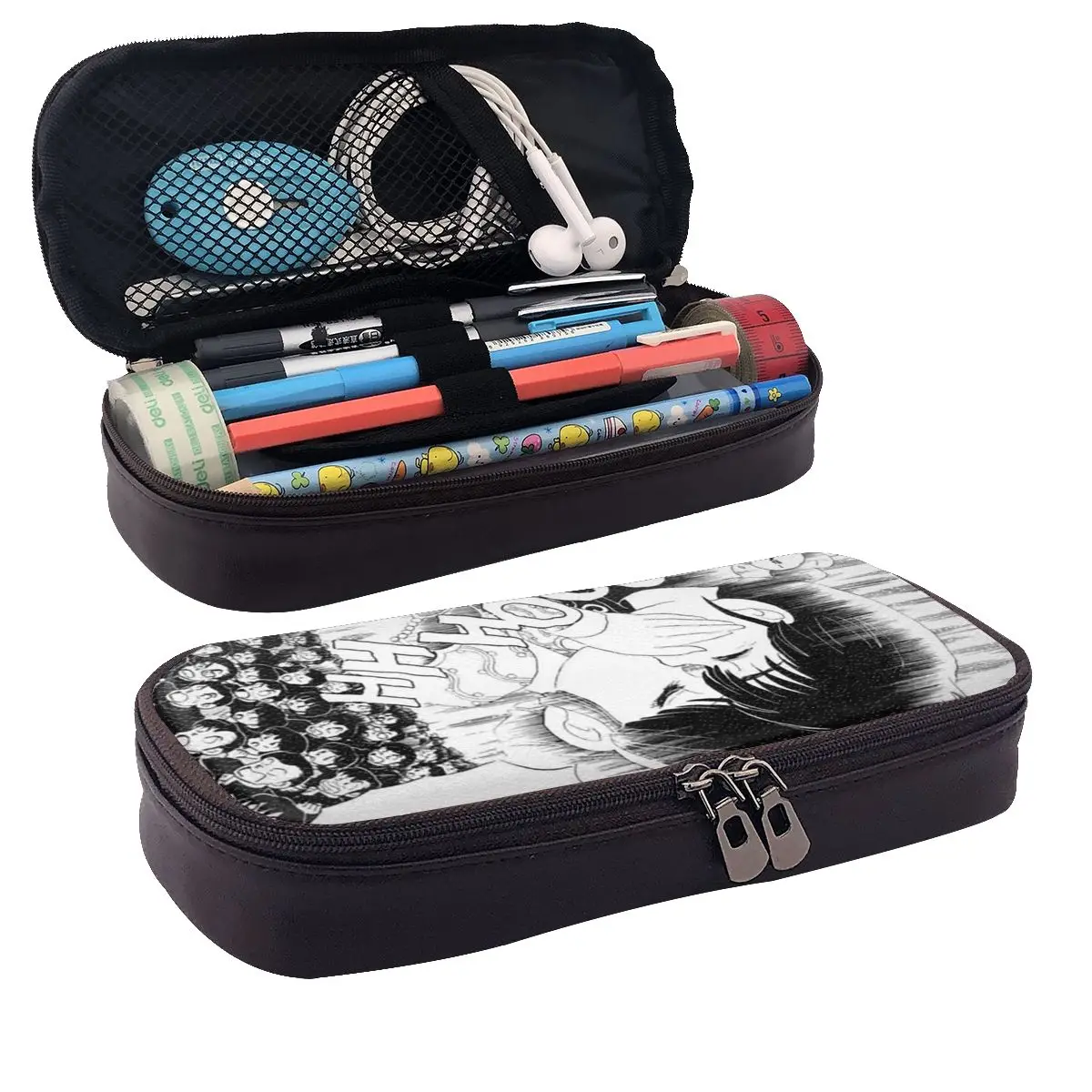 Ranma And Akane Kiss Ranma 1/2 Special Edition Leather Pencil Case Pencil Pouch Large Storage Pen Box Pencil Bag for Kids School