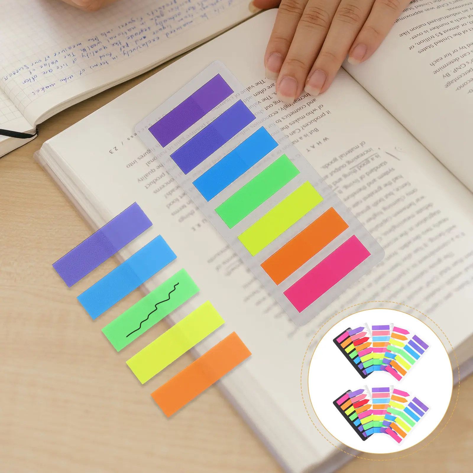 

10Sets Colorful Plastic Sticky Tabs Small Lightweight Note Stickers Fluorescent Page Markers Page Marking Tabs for Book