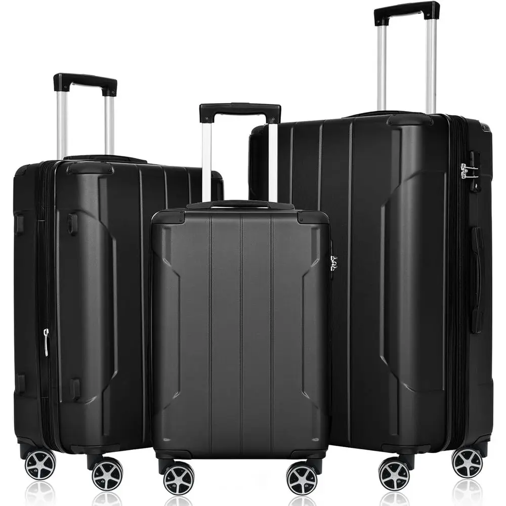 

3-Piece Hardshell Spinner Luggage Set with TSA Lock, Lightweight for Travel and Family Trips
