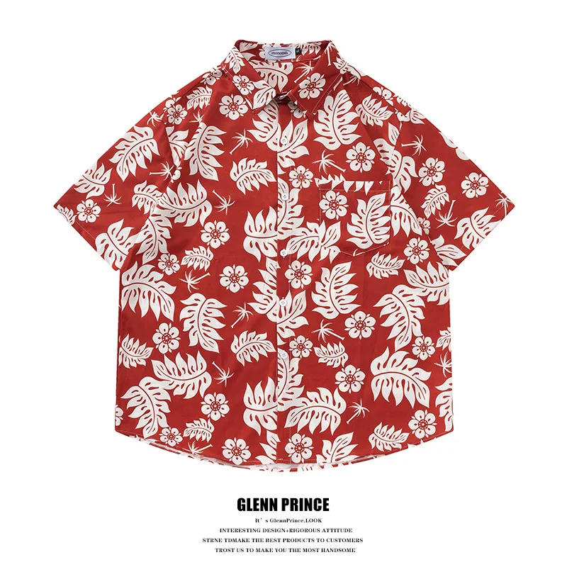 

Повседневная рубашка GPstudio с гавайским принтом, мужская свободная рубашка с короткими рукавами, летняя пляжная рубашка в стиле ретро, ​​легкая модная рубашка в гонконгском стиле