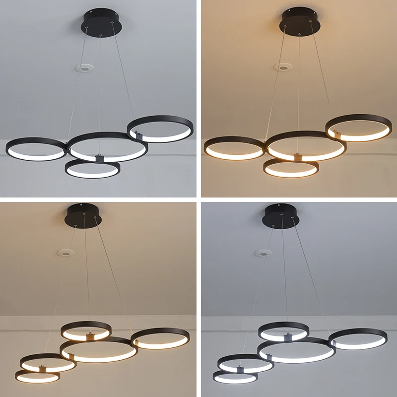 Minimalista LED Luzes Pingente, Preto Pendurado Lâmpada, Iluminação Interior, Sala de Jantar, Cozinha, Quarto Lustre, AC 110-240V