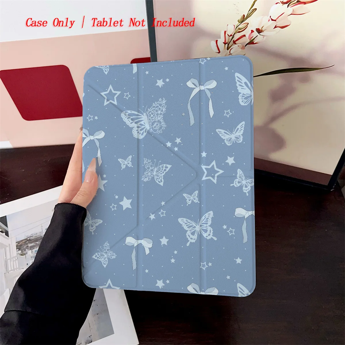 

Современный свежий Y-образный мягкий синий и белый полупрозрачный чехол для iPad с мотивам для Apple iPad 9-10 поколения Air 5 Mini 6, противоударный чехол