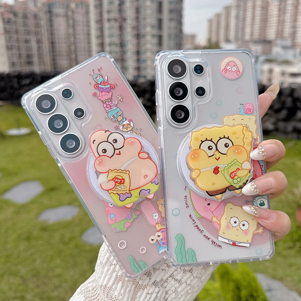  Patrick Star SpongeBob SquarePants Magnetic Magsafe Wireless Charge Phone Case For Samsung Galaxy S26 25 24 23 Ultra Puls Cover