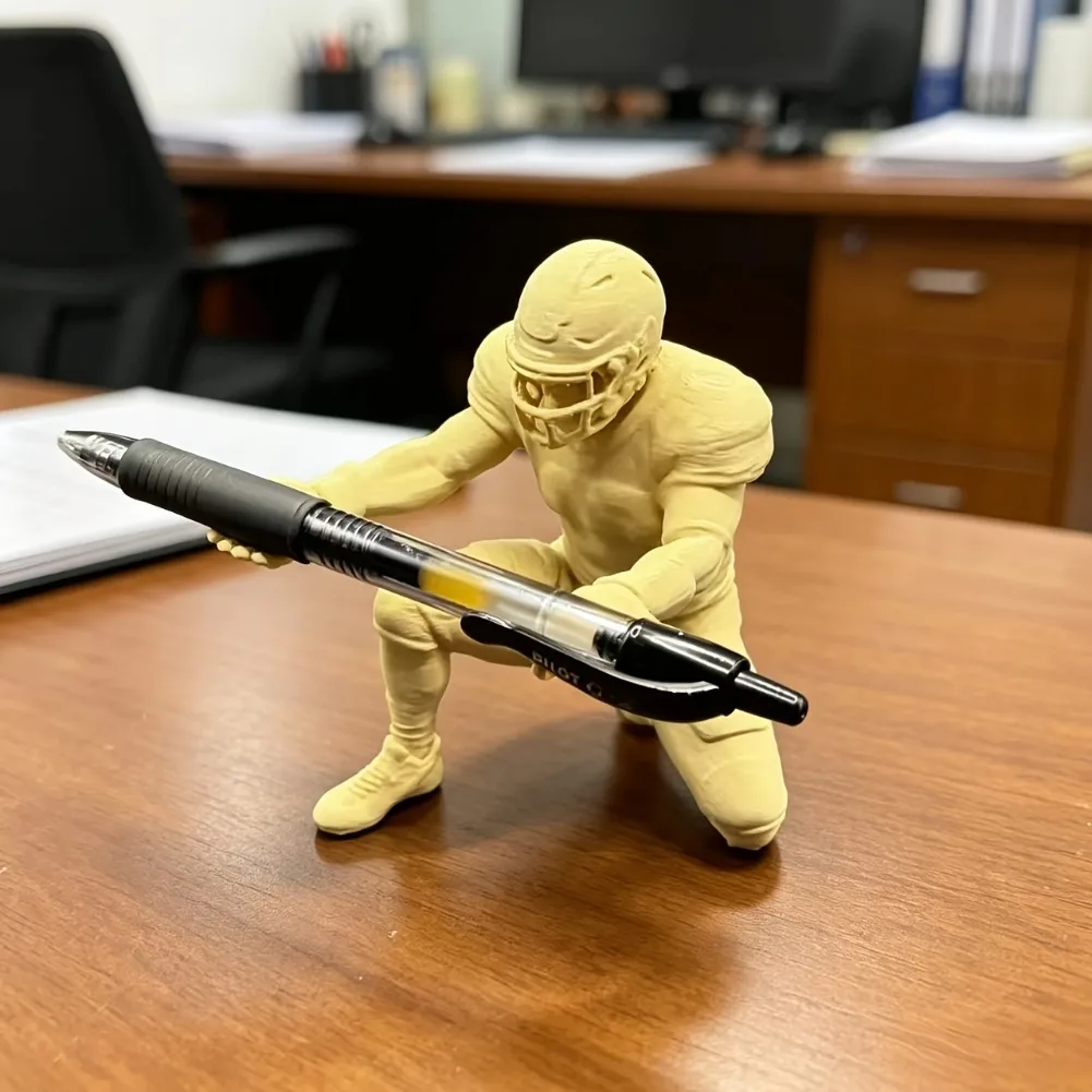 3D Printed Football Quarterback Pen Holder Kneeling Figure Apple Pencil Display Rack Desk Stationery Ornament Sports Lovers Gift