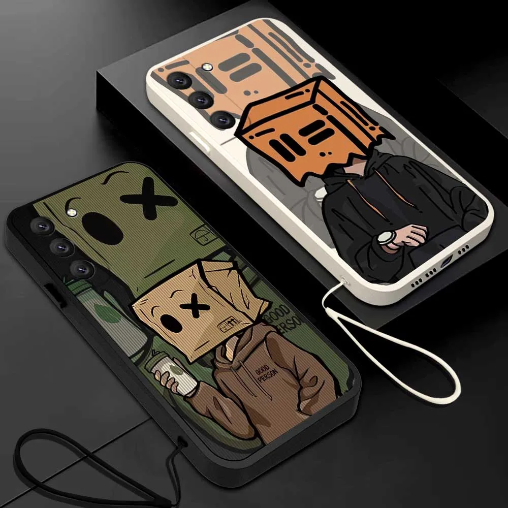 Cartoon Box Man Case For Samsung A54 A34 A73 A53 A33 A23 A14 A13 A03 A03S A04 A04S A04E A72 A52 A52S A32 A22 A12 A71 A51 4G 5G