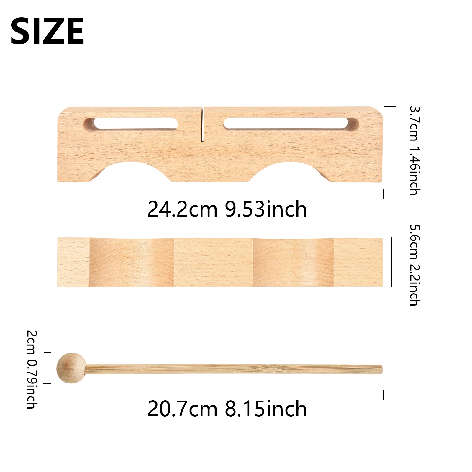 Double Tone Wood Block Log Material High‑Low Pitch Orff Percussion With Beater Children Music Teaching Instrument Durable