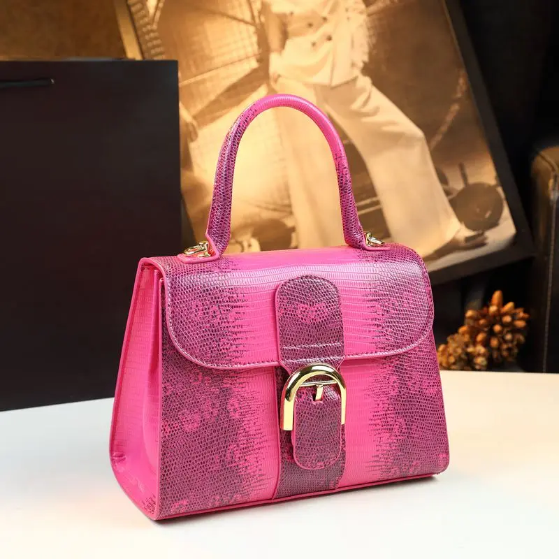 Luxury Fashion Lizard Print Leather Women's Handbags Small Shell Bag Single Shoulder Hand Crossbody Bags