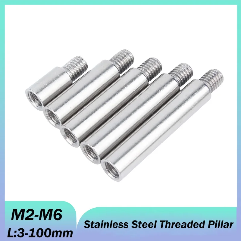 M2 M2.5 M3 M4 M5 M6 Stainless Steel Threaded Pillar Male to Female Round PCB Standoff Spacer Single Head Column L:3-100mm
