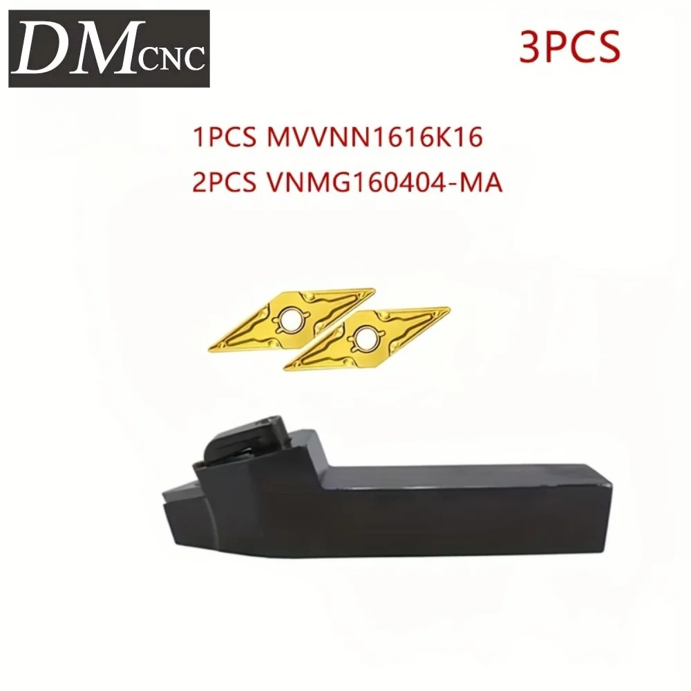 MVVNN Tool Holder + VNMG Inserts - Precision Turning Set for Steel/Aluminum (2525M16/1616H16/2020K16)