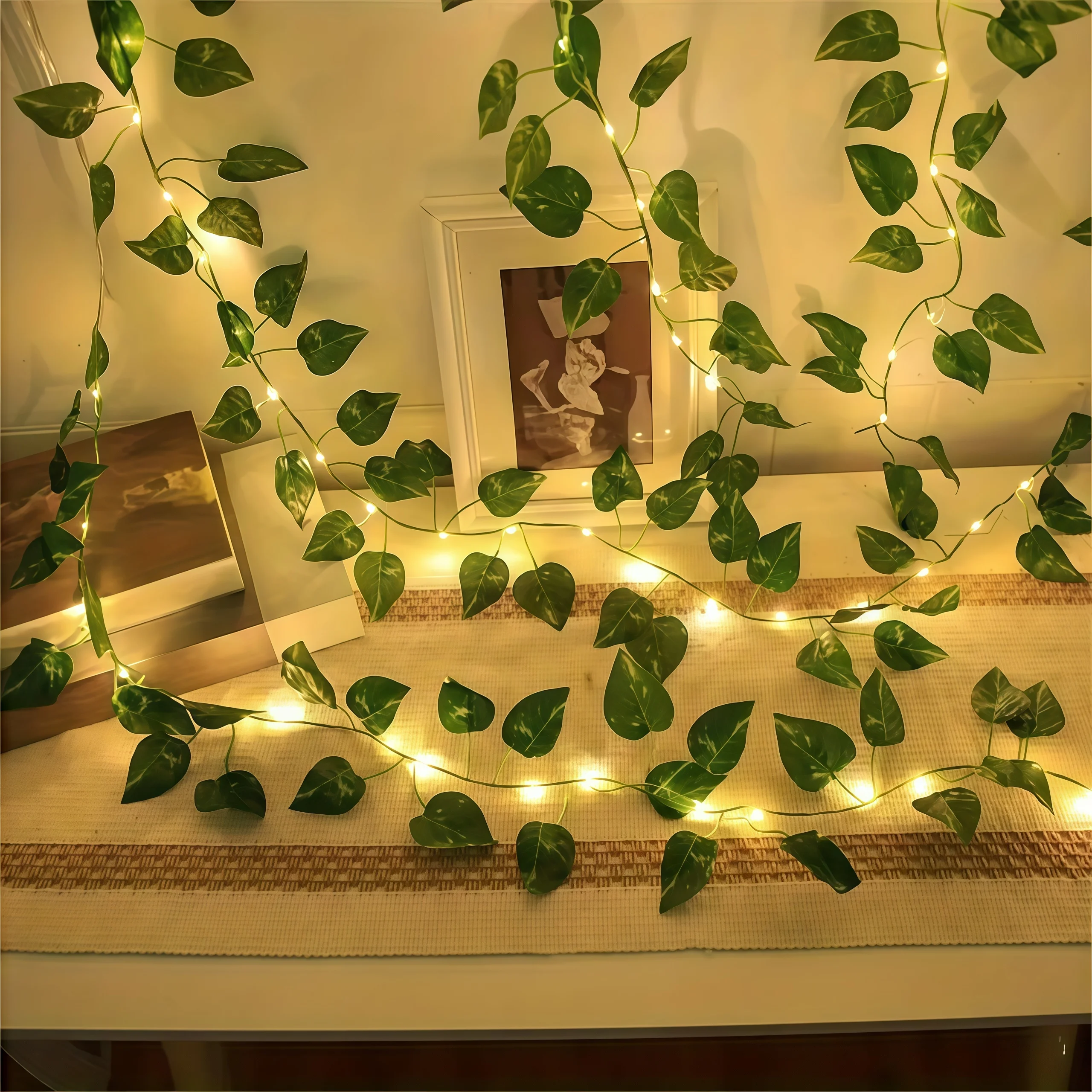 Grüne Blatt-Lichterkette Efeu-Blatt Feenlichter für Schlafzimmer Party Festival Hochzeit Geburtstag Weihnachten Valentinstag Dekoration