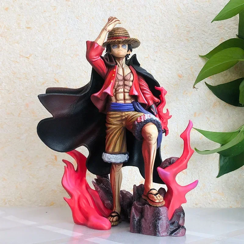 

24cm Anime One Piece Figure New Supernova Luffy Gk Fourth Emperor Comic Color Double Headed Handmade Statue Model Toy Gift