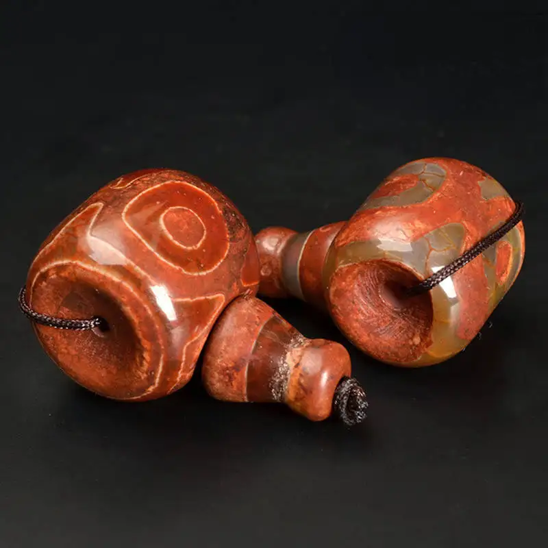 Tibetan Three Eye Dzi 18mm Antiqued Agate Guru and Stupa Beads for Making Malas Three-way Bead TSB0156