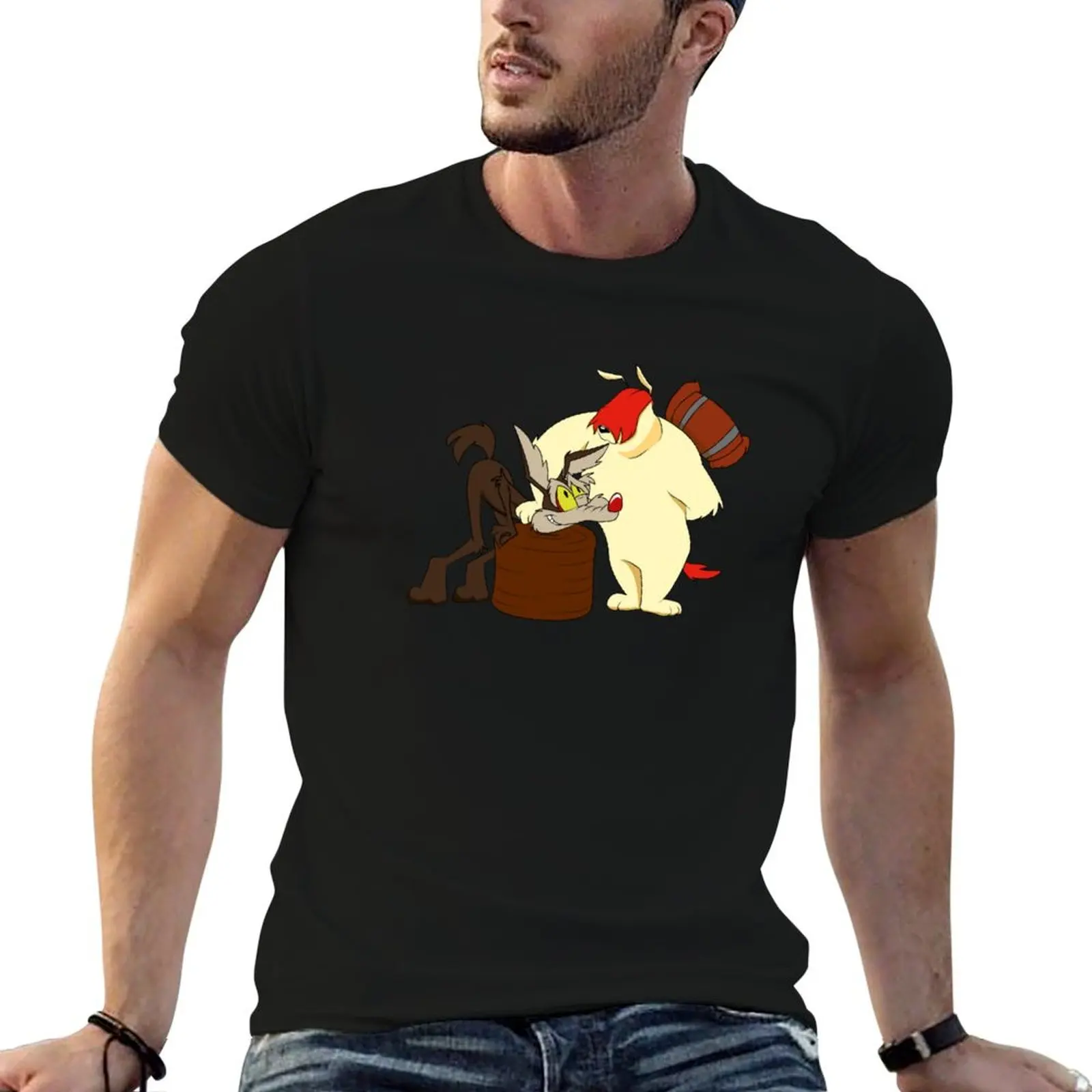 

Retro Ralph Wolf And Sam T-Shirt t shirt men 100% cotton luxury brand graphic t shirts for man T-Shirt