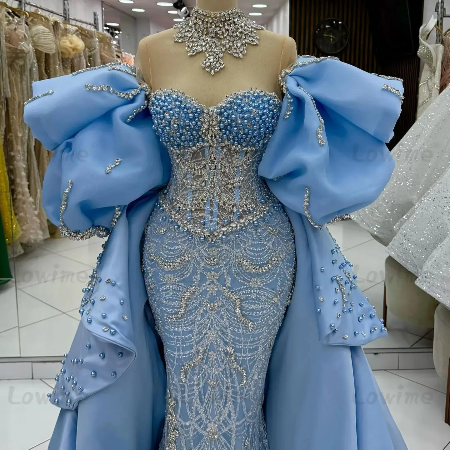 prom dress dark blue Spaghetti Straps Dark Blue Long Princess Sweetheart Satin Prom Dresses With Lace Top main image 1