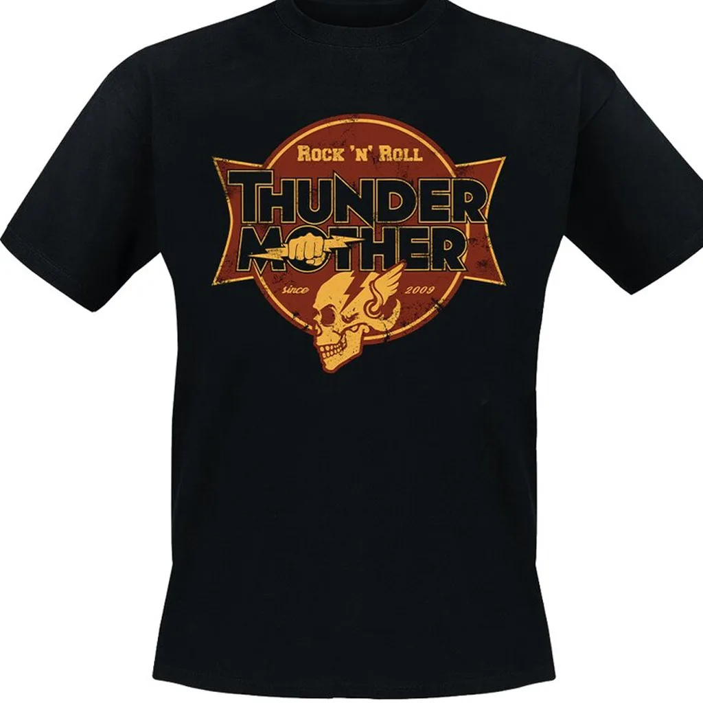 Camiseta de manga corta de la banda Thundermother rock n roll, negra, todas las tallas, S-5Xl, 1F1149