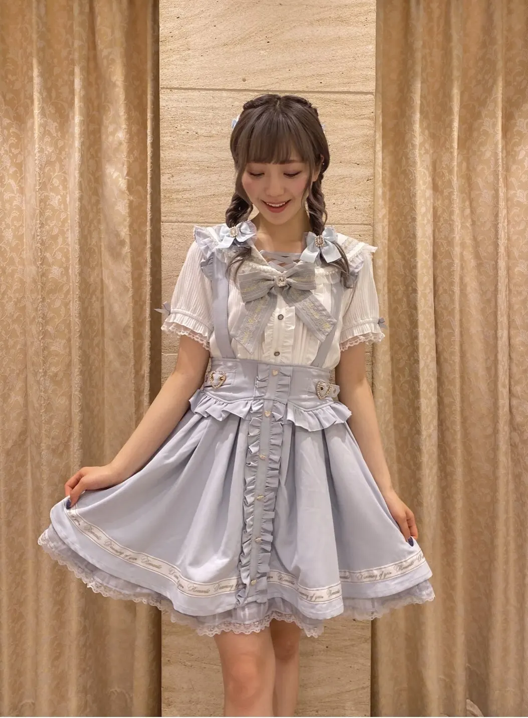 

Lolita Letter Ribbon Knot Lace plus Size Chicken Eye Japanese Style Skirt Women's Dress Polyester Fiber Autumn
