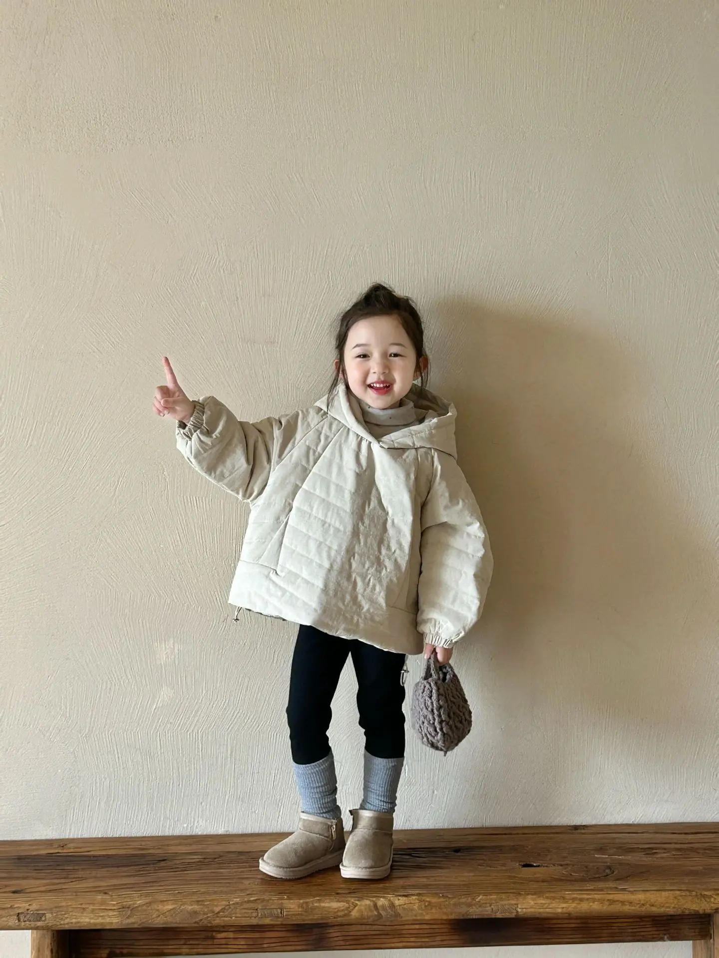 

2024 winter new children's clothing Korean girls hooded casual cotton-padded jacket coat