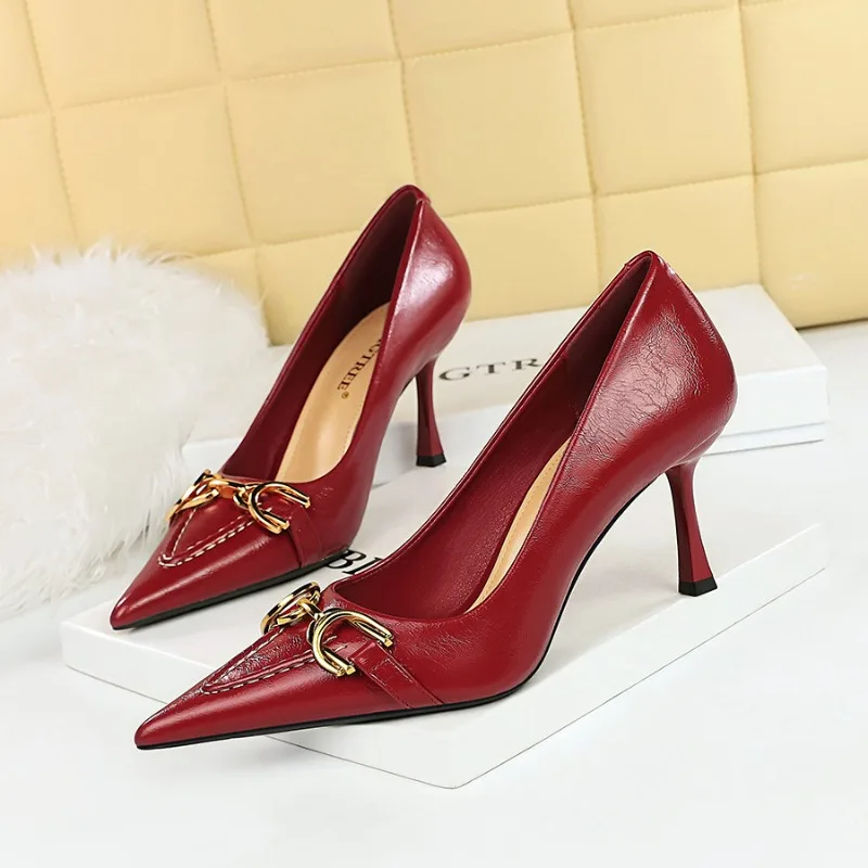

Туфли BIGTREE женские на высоком каблуке 8 см, дизайнерские Фетиш-туфли на низком каблуке, модная офисная обувь для выпускного вечера, 2023