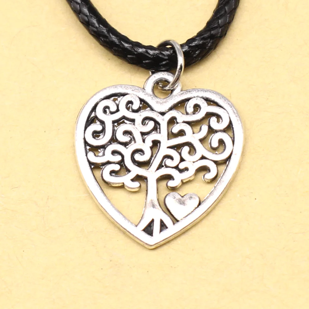 1 Piece 17x19mm Peach Heart Tree Of Life Necklac Woman Male Jewelry