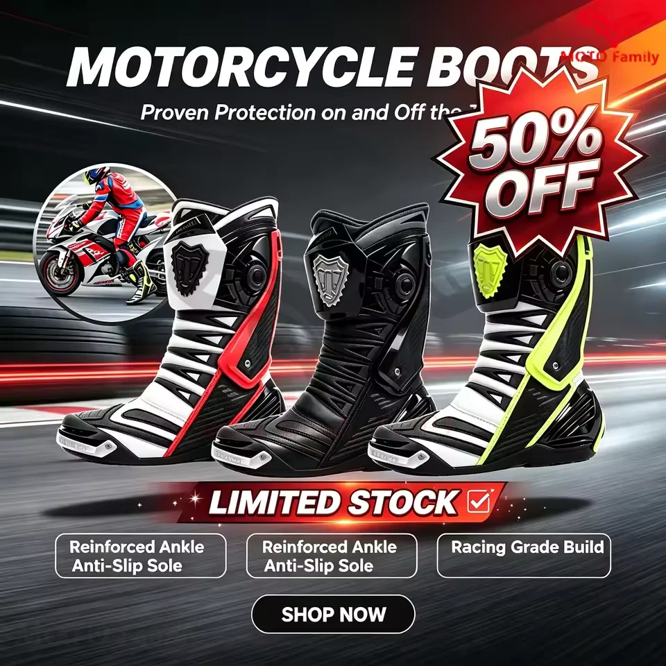 JG.WOLVES Off-road Wear-resistant Track Locomotive Boots Motorcycle Shoes Men Motorbike Shock Absorption Anti-drop Cycling Shoes