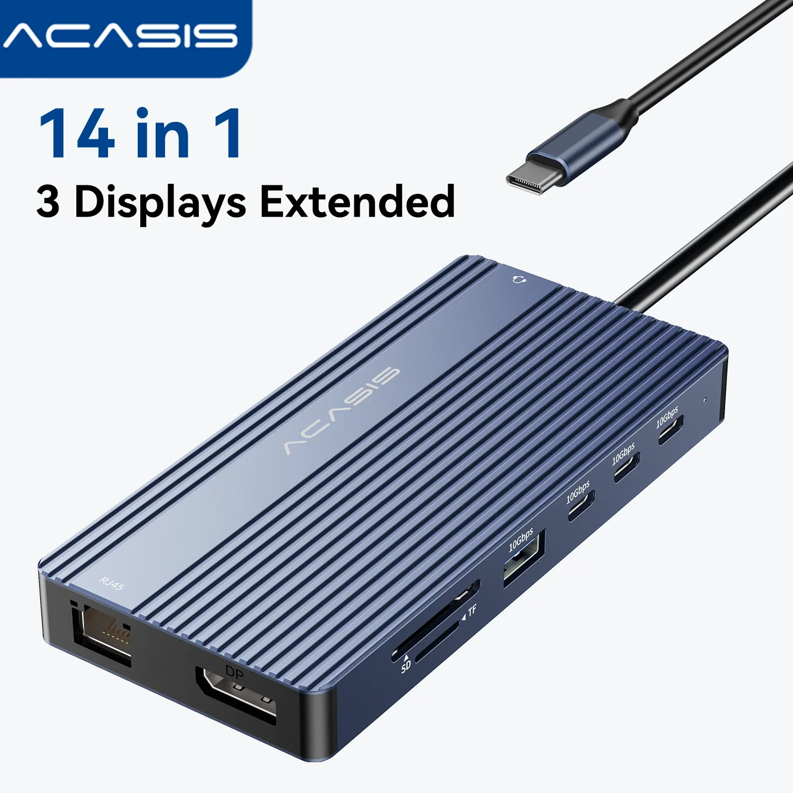 

Док-станция Acasis 14 в 1 USB-C, разрешение 4K, 60 Гц, PD, вход 100 Вт, выход 85 Вт для ноутбука