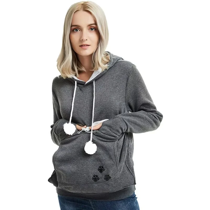 Cat Lovers Hoodies Pouch Dog Pet Hoodies For Casual Kangaroo Pet Paw Pullovers Cuddle Pouch Sweatshirt Pocket Animal Ear Hooded