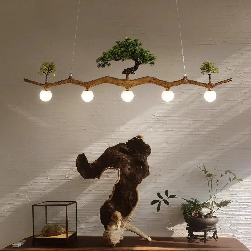 Chinese Style Tree Branch Chandelier Zen Style Homestay Retro Tea Room Counter Nordic Designer Restaurant Table Lighting
