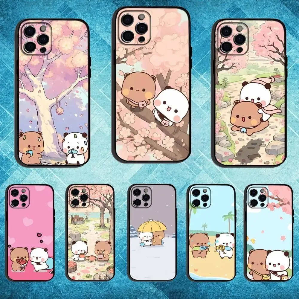

Cute BuBu D-DuDu Phone Case For iPhone17,16,15,14,13,12,11 Plus,Pro Max Soft Black Cover