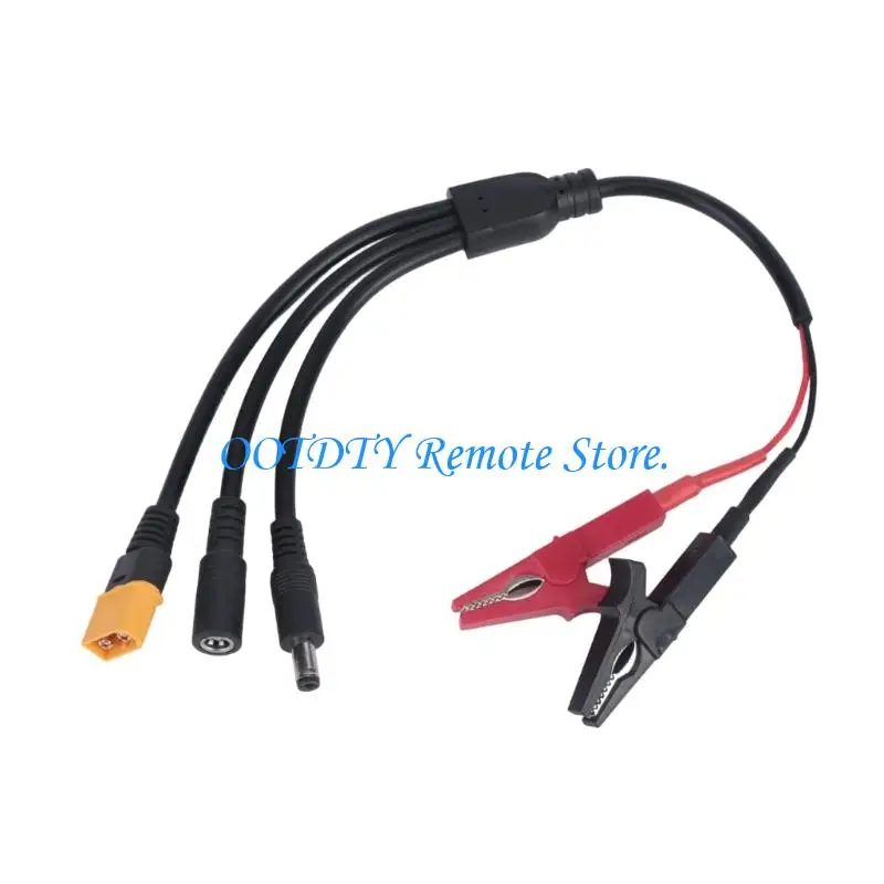  Battery Service Cable for Worktable Power, with DC5521 Cable, Banana Terminals, Clip Ends, and Charging Hookup