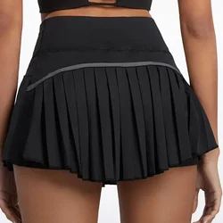 Nuvem esconder saias de tênis seguras XS-XXL ginásio golfe correndo plissado pantskirt sexy feminino esportes fitness shorts bolso cintura alta skort