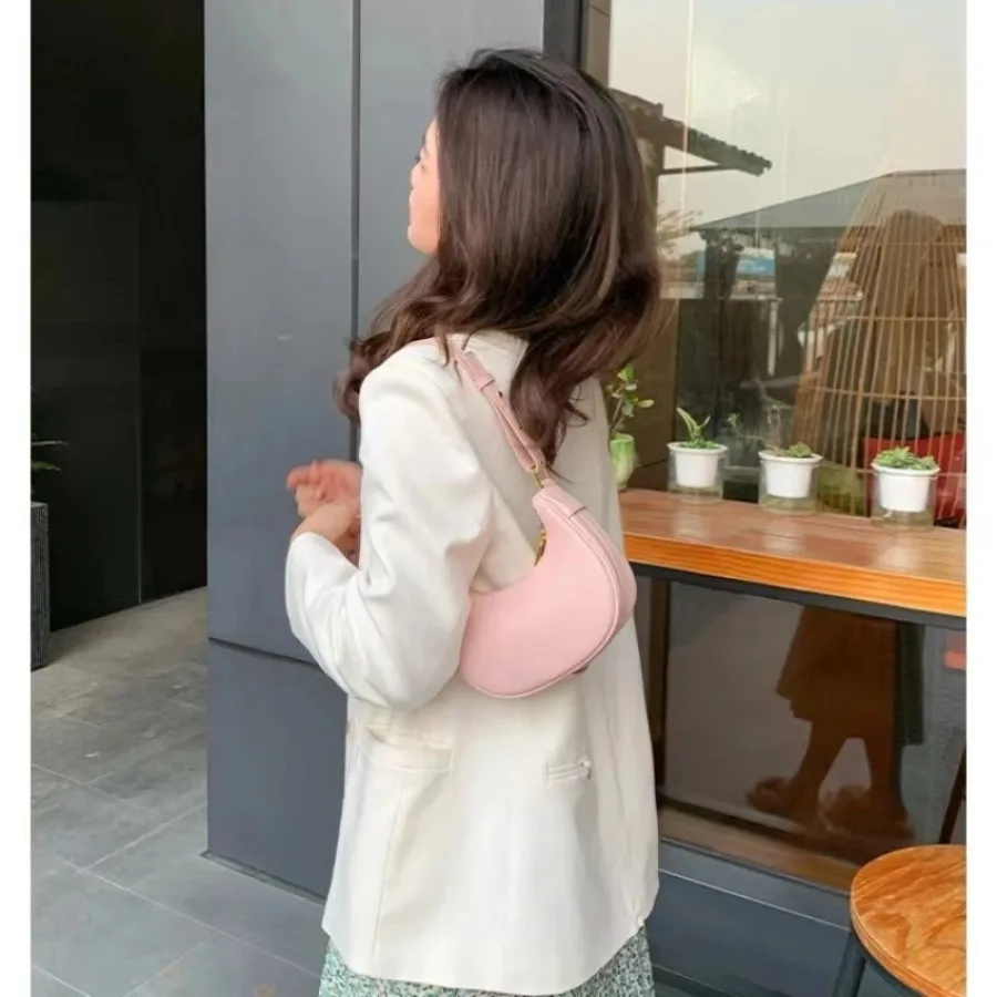 

New underarm bag texture minimalist casual design senior sense of foreign style shoulder bag moon crossbody women's bags