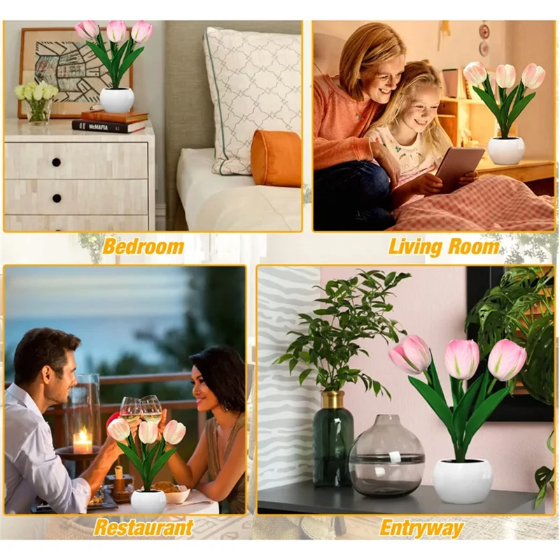 Lampu Tulip ABNM Lampu Meja Bunga Lampu Malam Tulip Led untuk Ruang Tamu Kamar Tidur