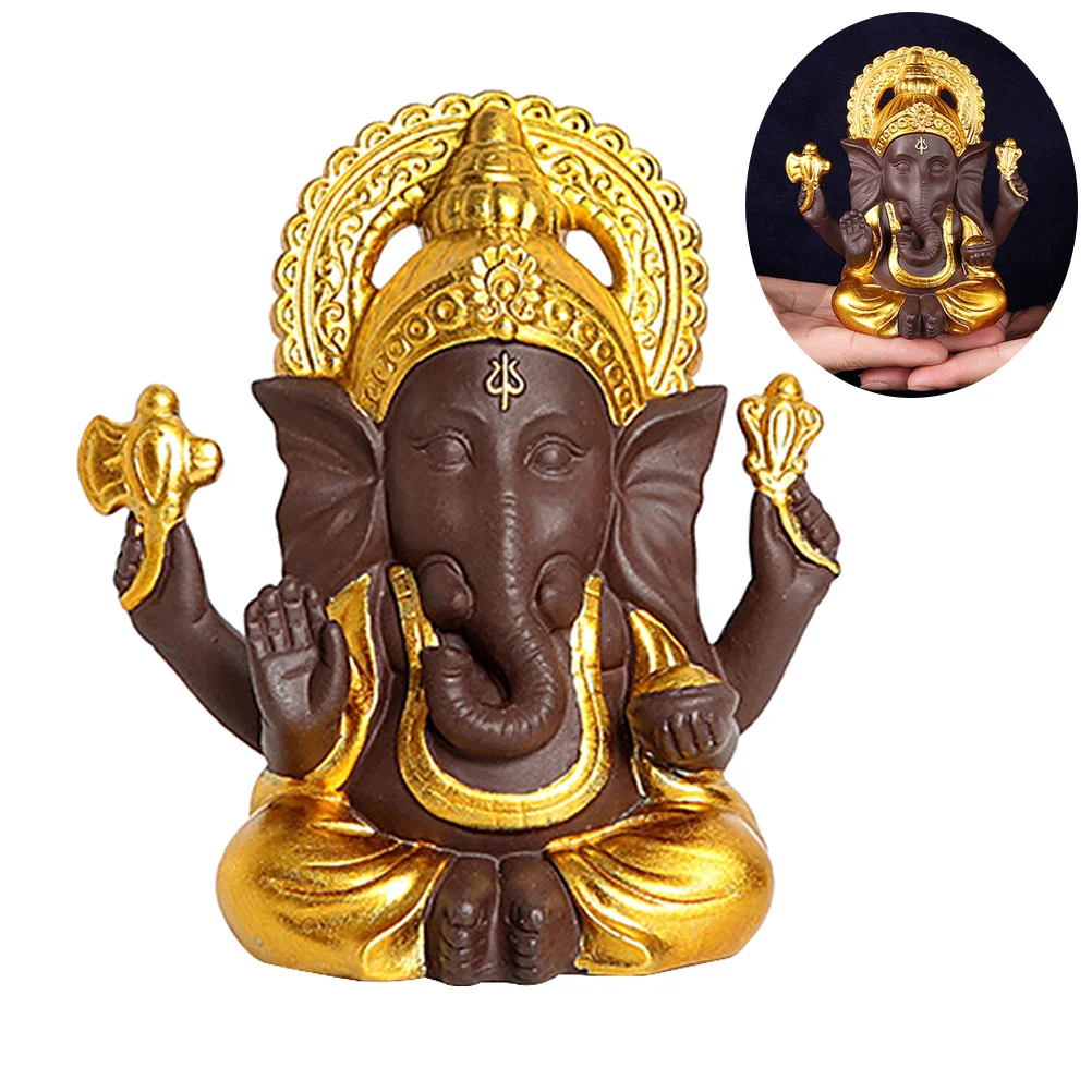 

Classic Handmade Purple Clay Elephant Statue Ceramic Ornament for Home Office Bedroom Yoga Meditation Buddha