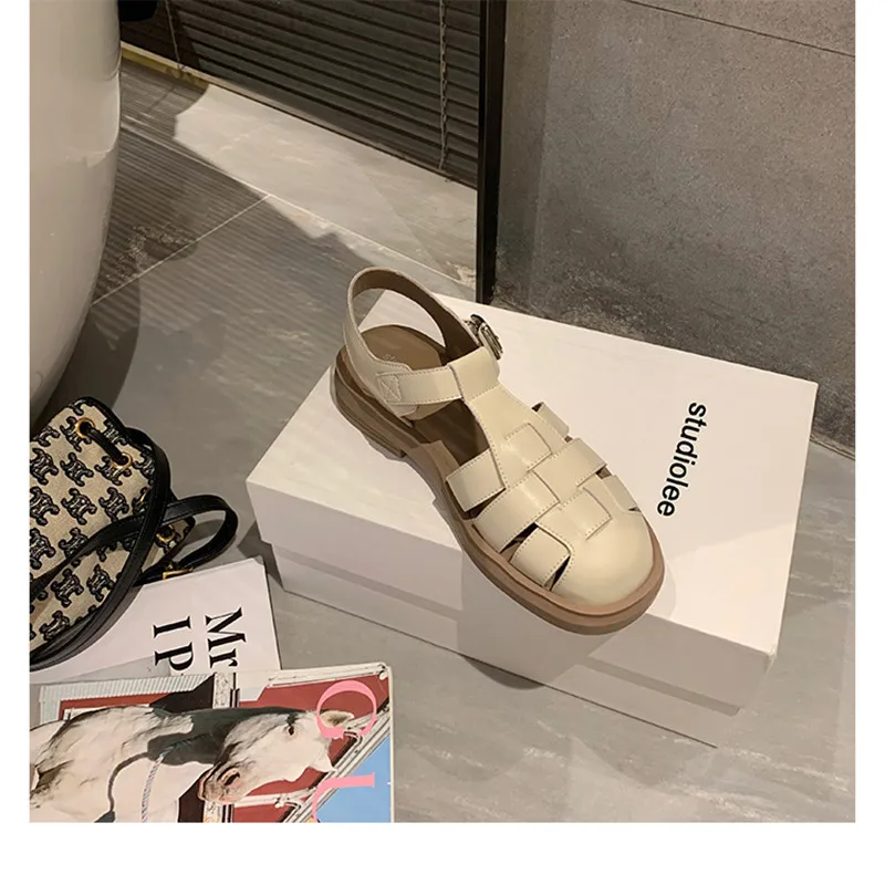 Sandals Women Summer 2023 New Classics Round Toe Shoes for Women Hollow Flat Gladiator Sandals Women Platform Shoes