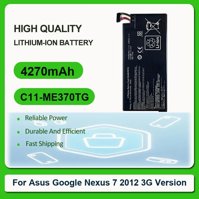 

Replacement Tablet Battery For Asus Google Nexus 7 Nexus7 2012 3G Version C11-ME370TG 4270mAh