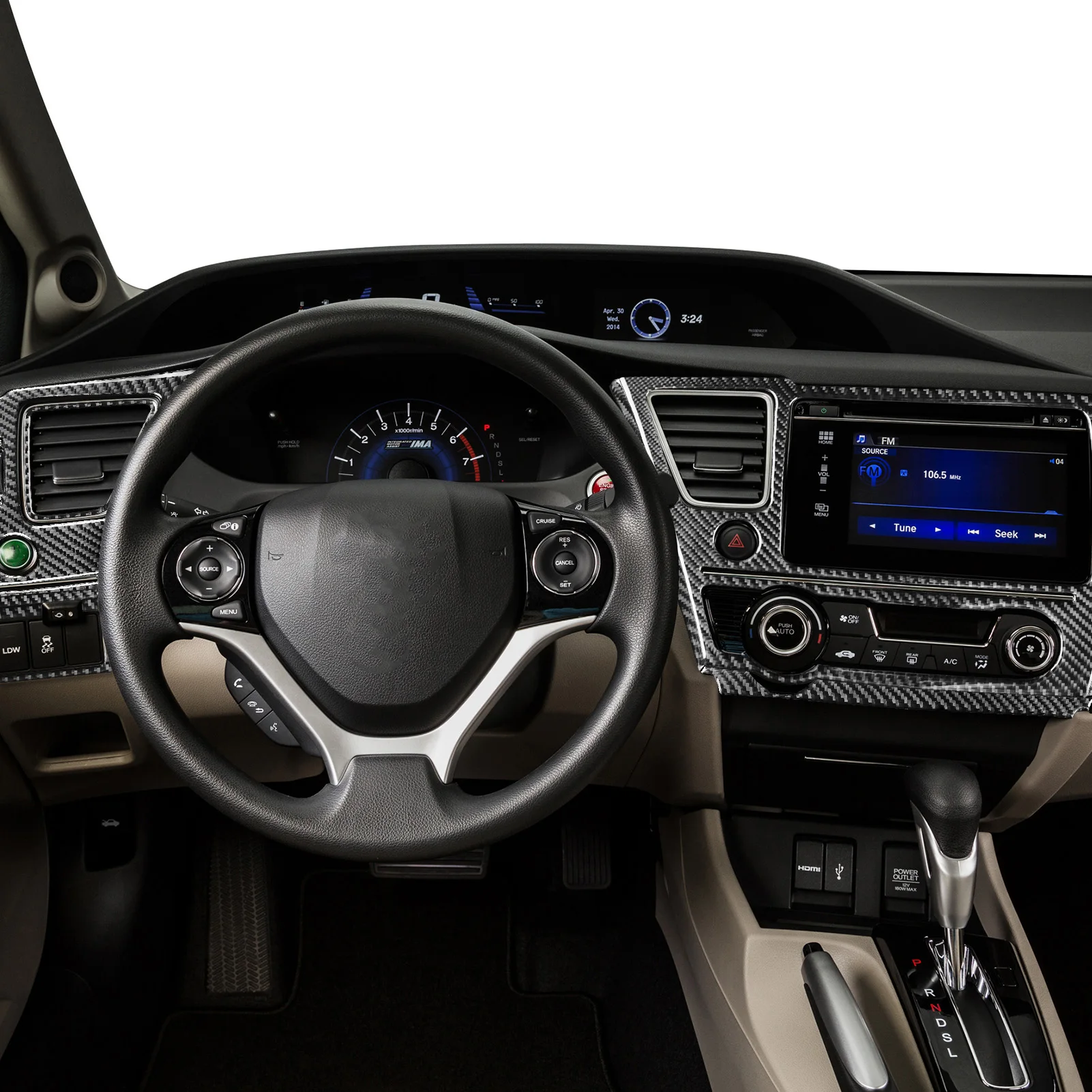 

Dashboard Navigation Paenl For Honda Civic 9 Coupe / Sedan 2012—2015 Car Accessories Carbon Fiber Interior Cover Trim Sticker