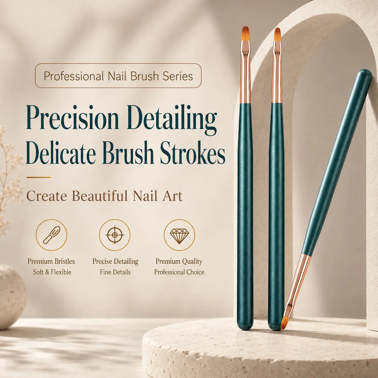 8pcs/set 7/9/11mm Dark Green French Nail Art Liner Painting Brush Ultra-thin Elongated Lines Nail Drawing Pen Brush DIY Manicure