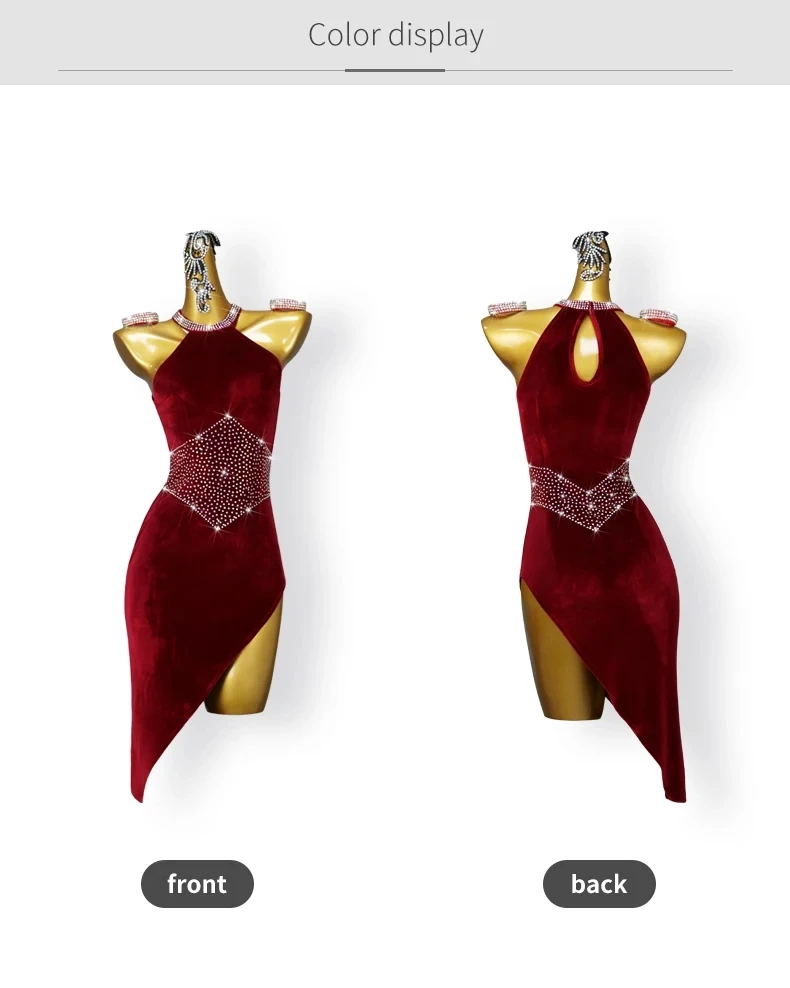 Damen-Tanzkostüm, Latein-Wettbewerb, Partys, Rock, Bühnenkostüm, Samt, Sport, Standard, Ballsaal, Abend-Jumpsuit, eleganter Samba – Detail 5
