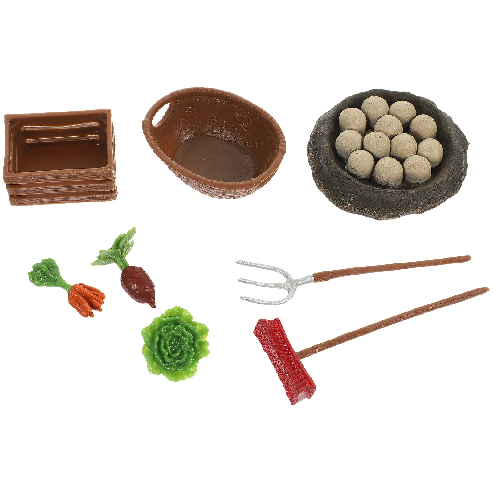 

1Set Farm Tool Simulation Mini Vegetable Statues Sand Table Landscaping Props Kids Playset Farm Photo Decor Micro Scenery