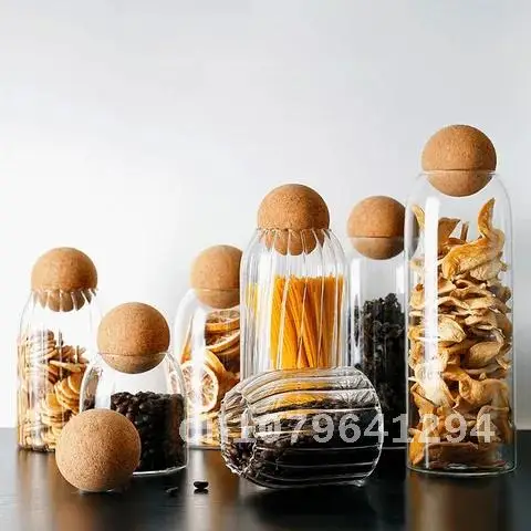 

Transparent glass jar with lid for open ball cork, lead-free bottle storage tank, sealed tea cans, cereals, and coffee contains