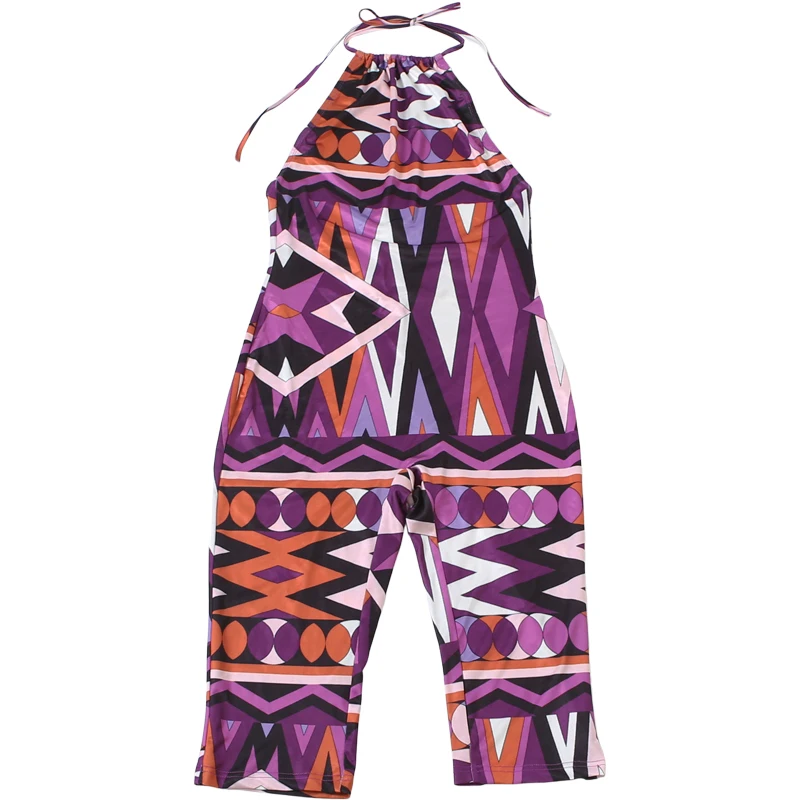Sisterlinda Print Playsuits Damenmode Neckholder Rückenfrei Ärmellos Pfirsichfarben Hüftbetontes Hot Girl Midnight Club Party Hipster Club Romper – Detail 3