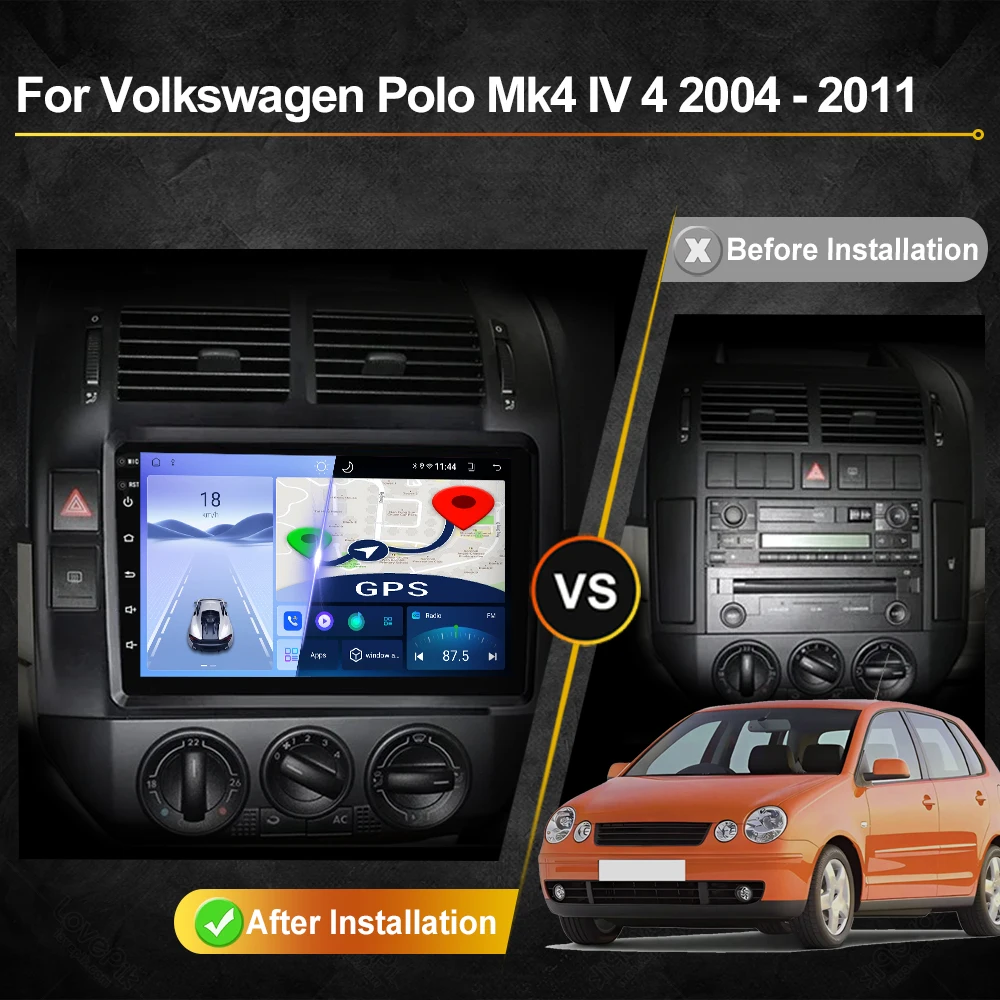 For VW Volkswagen Polo Mk4 2004-2011 Android Car Radio Automotive Multimedia Player GPS Navigation Carplay Screen Auto Stereo